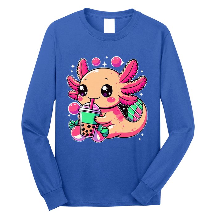 Axolotl Boba Tea Kawaii Neko Japanese Bubble Tea Long Sleeve Shirt