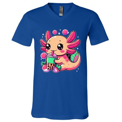 Axolotl Boba Tea Kawaii Neko Japanese Bubble Tea V-Neck T-Shirt