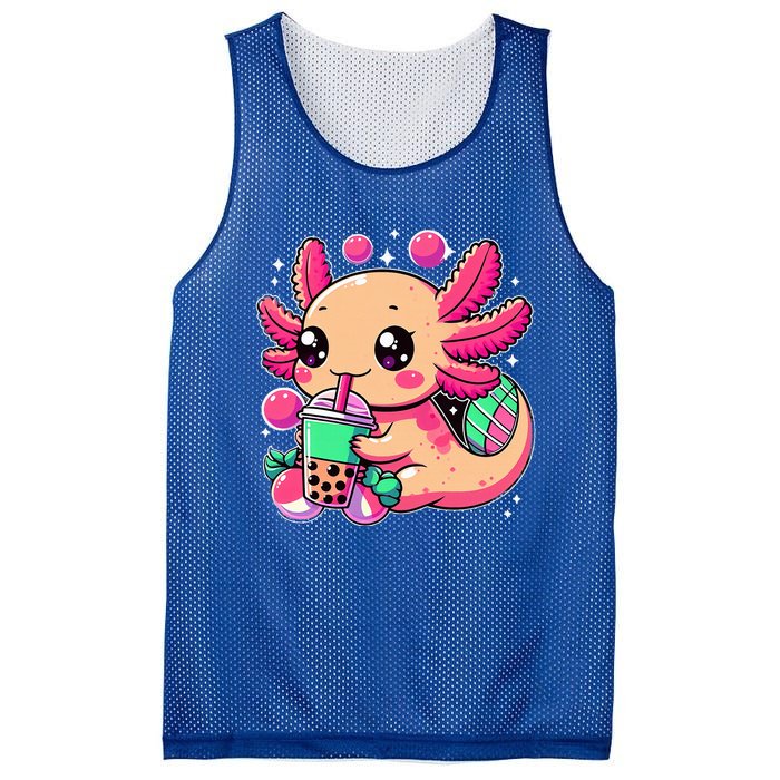 Axolotl Boba Tea Kawaii Neko Japanese Bubble Tea Mesh Reversible Basketball Jersey Tank