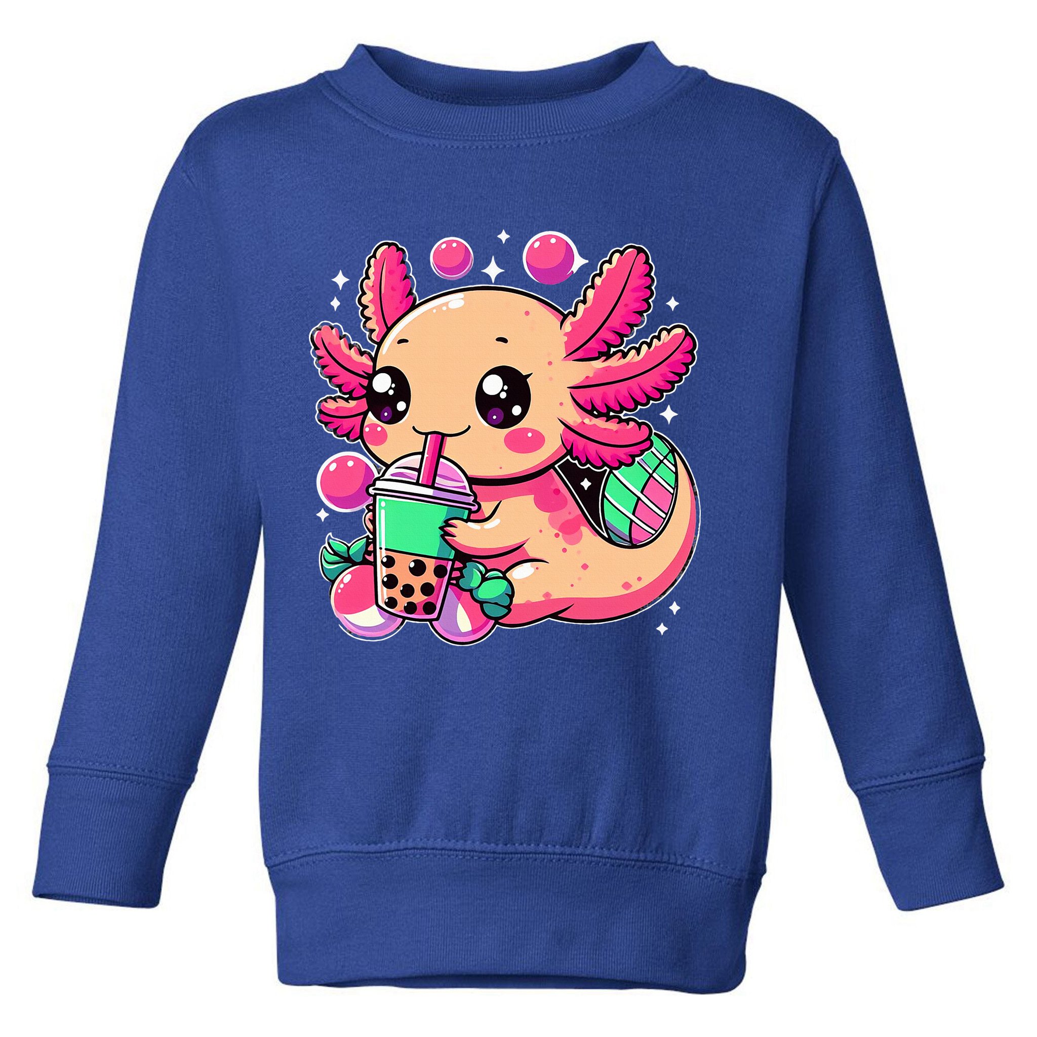 Axolotl Boba Tea Kawaii Neko Japanese Bubble Tea Toddler Sweatshirt