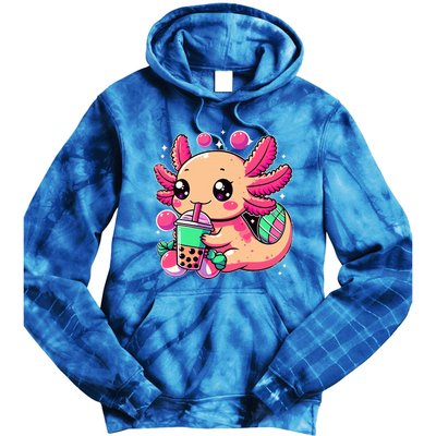 Axolotl Boba Tea Kawaii Neko Japanese Bubble Tea Tie Dye Hoodie