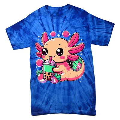 Axolotl Boba Tea Kawaii Neko Japanese Bubble Tea Tie-Dye T-Shirt