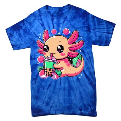 Axolotl Boba Tea Kawaii Neko Japanese Bubble Tea Tie-Dye T-Shirt