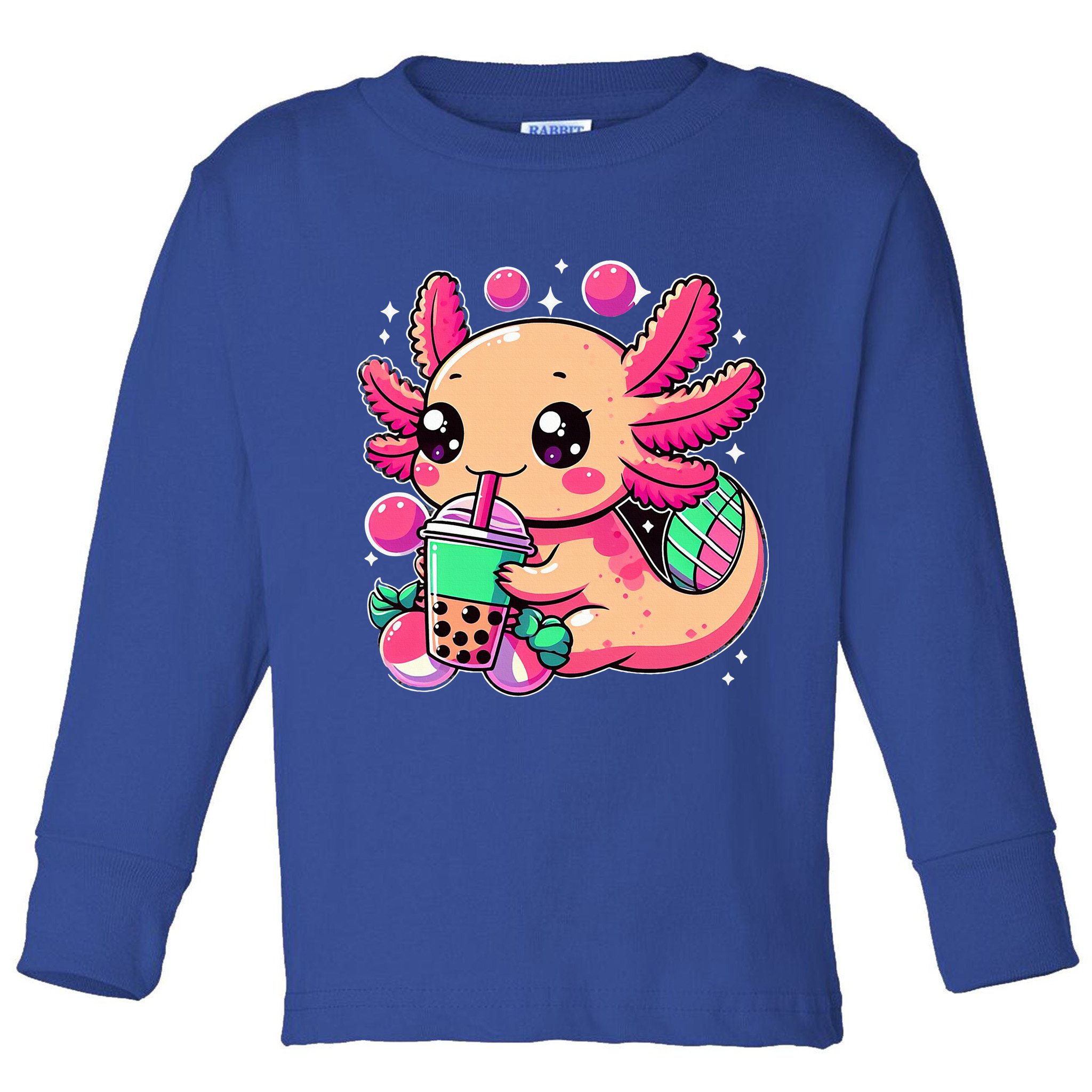 Axolotl Boba Tea Kawaii Neko Japanese Bubble Tea Toddler Long Sleeve Shirt