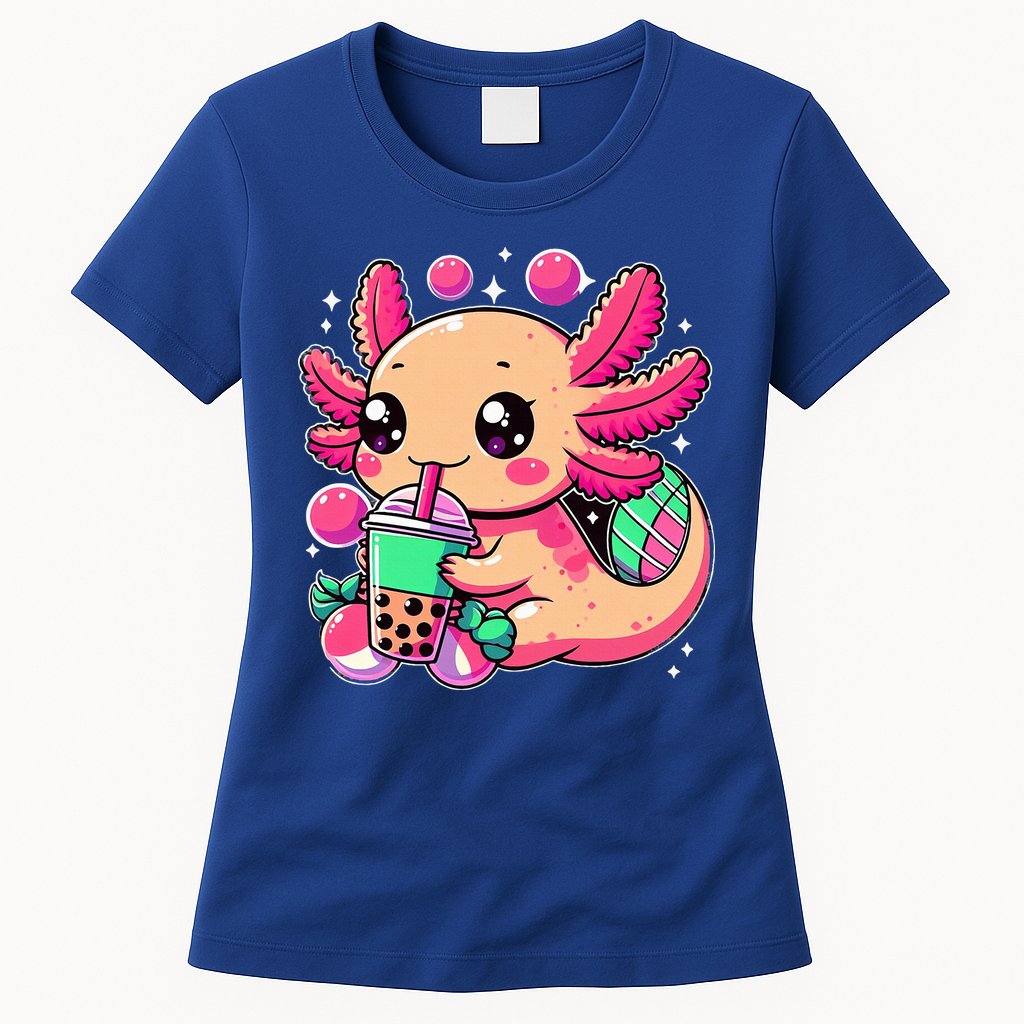 Axolotl Boba Tea Kawaii Neko Japanese Bubble Tea Womens T-Shirt