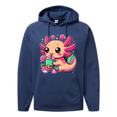 Axolotl Boba Tea Kawaii Neko Japanese Bubble Tea Performance Fleece Hoodie