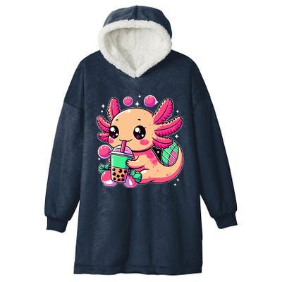 Axolotl Boba Tea Kawaii Neko Japanese Bubble Tea Hooded Wearable Blanket