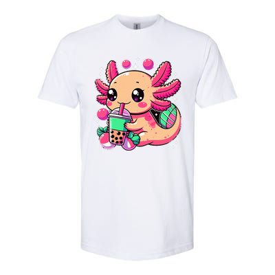 Axolotl Boba Tea Kawaii Neko Japanese Bubble Tea Softstyle CVC T-Shirt