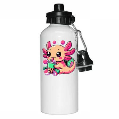 Axolotl Boba Tea Kawaii Neko Japanese Bubble Tea Aluminum Water Bottle