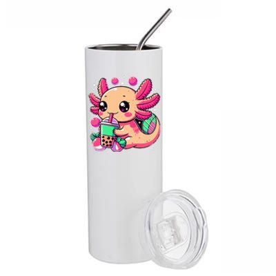 Axolotl Boba Tea Kawaii Neko Japanese Bubble Tea Stainless Steel Tumbler