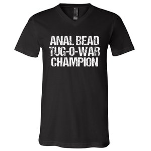 Anal Bead Tugowar Champion Funny Saying Sarcastic Novelty V-Neck T-Shirt