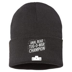 Anal Bead Tugowar Champion Funny Saying Sustainable Knit Beanie