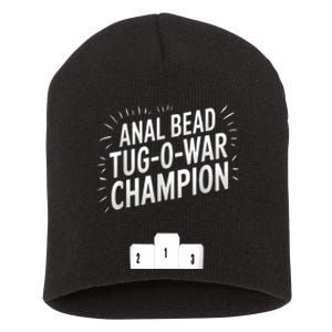 Anal Bead Tugowar Champion Funny Saying Short Acrylic Beanie