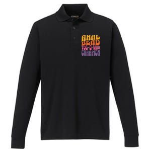 Anal Bead Tugowar Champion Funny Saying Performance Long Sleeve Polo