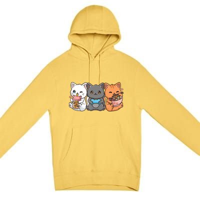 Anime Boba Tea Bubble Tea Gaming Gamer Ramen Cat Premium Pullover Hoodie