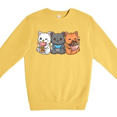 Anime Boba Tea Bubble Tea Gaming Gamer Ramen Cat Premium Crewneck Sweatshirt