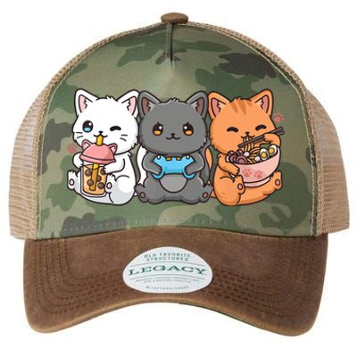 Anime Boba Tea Bubble Tea Gaming Gamer Ramen Cat Legacy Tie Dye Trucker Hat