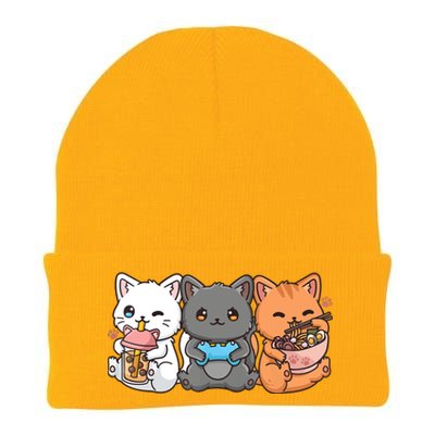 Anime Boba Tea Bubble Tea Gaming Gamer Ramen Cat Knit Cap Winter Beanie