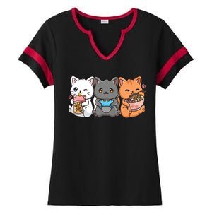 Anime Boba Tea Bubble Tea Gaming Gamer Ramen Cat Ladies Halftime Notch Neck Tee