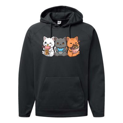 Anime Boba Tea Bubble Tea Gaming Gamer Ramen Cat Performance Fleece Hoodie