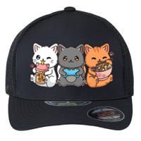 Anime Boba Tea Bubble Tea Gaming Gamer Ramen Cat Flexfit Unipanel Trucker Cap