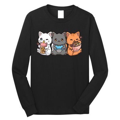 Anime Boba Tea Bubble Tea Gaming Gamer Ramen Cat Long Sleeve Shirt