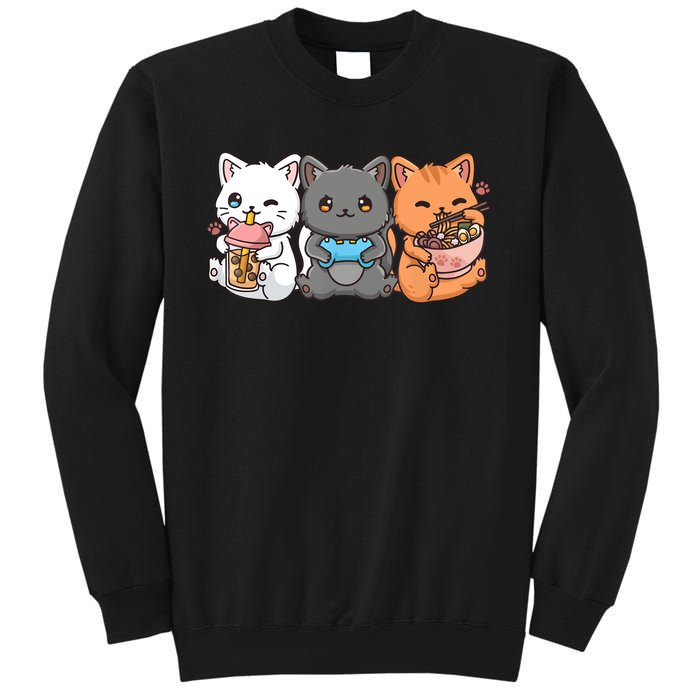 Anime Boba Tea Bubble Tea Gaming Gamer Ramen Cat Sweatshirt