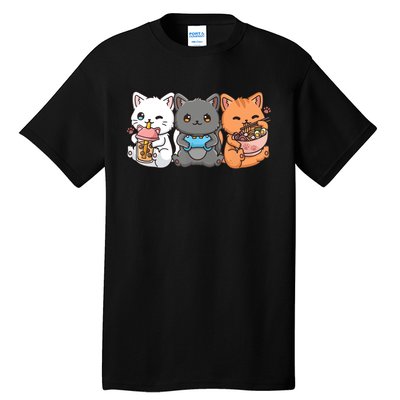 Anime Boba Tea Bubble Tea Gaming Gamer Ramen Cat Tall T-Shirt