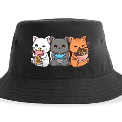 Anime Boba Tea Bubble Tea Gaming Gamer Ramen Cat Sustainable Bucket Hat