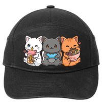 Anime Boba Tea Bubble Tea Gaming Gamer Ramen Cat 7-Panel Snapback Hat