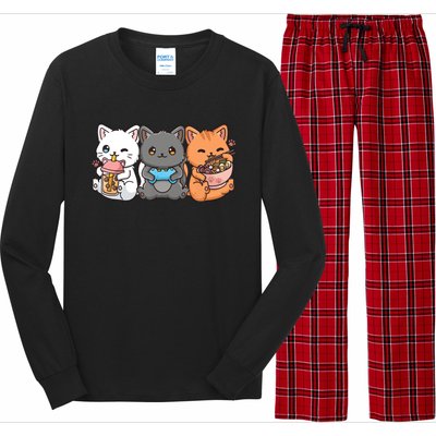 Anime Boba Tea Bubble Tea Gaming Gamer Ramen Cat Long Sleeve Pajama Set