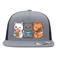 Anime Boba Tea Bubble Tea Gaming Gamer Ramen Cat Flat Bill Trucker Hat