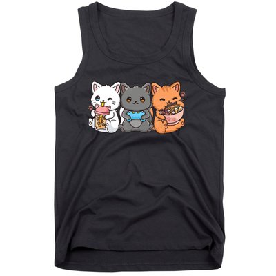 Anime Boba Tea Bubble Tea Gaming Gamer Ramen Cat Tank Top