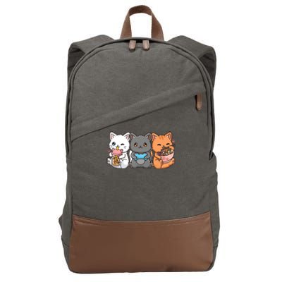 Anime Boba Tea Bubble Tea Gaming Gamer Ramen Cat Cotton Canvas Backpack