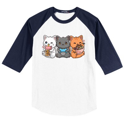 Anime Boba Tea Bubble Tea Gaming Gamer Ramen Cat Baseball Sleeve Shirt