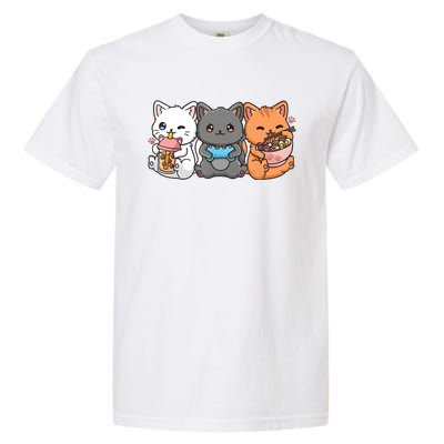 Anime Boba Tea Bubble Tea Gaming Gamer Ramen Cat Garment-Dyed Heavyweight T-Shirt