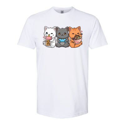 Anime Boba Tea Bubble Tea Gaming Gamer Ramen Cat Softstyle CVC T-Shirt