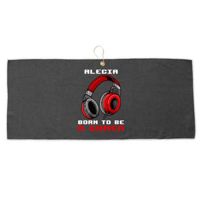 Alecia Born To Be A Gamer Personalized Gift Large Microfiber Waffle Golf Towel