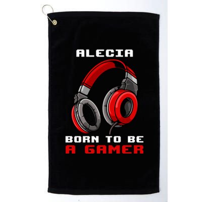 Alecia Born To Be A Gamer Personalized Gift Platinum Collection Golf Towel