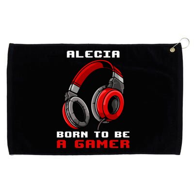 Alecia Born To Be A Gamer Personalized Gift Grommeted Golf Towel