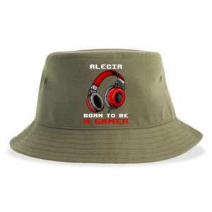 Alecia Born To Be A Gamer Personalized Gift Sustainable Bucket Hat