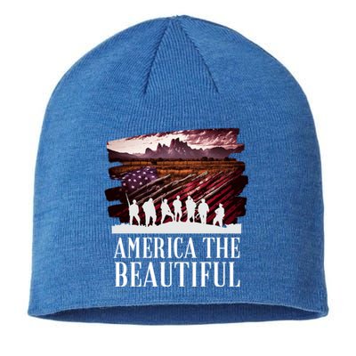 America Beautiful T Mountains Purple T Patriotic Decor Gift Sustainable Beanie