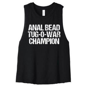 Anal Bead Tug O War Champion Funny Sarcastic Saying Women's Racerback Cropped Tank