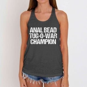 Anal Bead Tug O War Champion Funny Sarcastic Saying Women's Knotted Racerback Tank