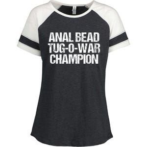 Anal Bead Tug O War Champion Funny Sarcastic Saying Enza Ladies Jersey Colorblock Tee