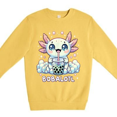 Axolotl Bubble Tea Anime Kawaii Cute Axolotl Premium Crewneck Sweatshirt