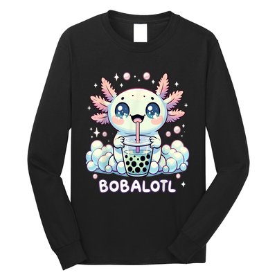 Axolotl Bubble Tea Anime Kawaii Cute Axolotl Long Sleeve Shirt