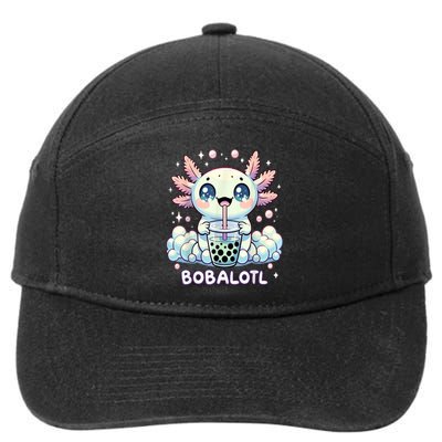 Axolotl Bubble Tea Anime Kawaii Cute Axolotl 7-Panel Snapback Hat