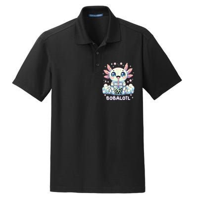 Axolotl Bubble Tea Anime Kawaii Cute Axolotl Dry Zone Grid Polo