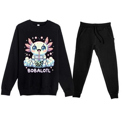 Axolotl Bubble Tea Anime Kawaii Cute Axolotl Premium Crewneck Sweatsuit Set